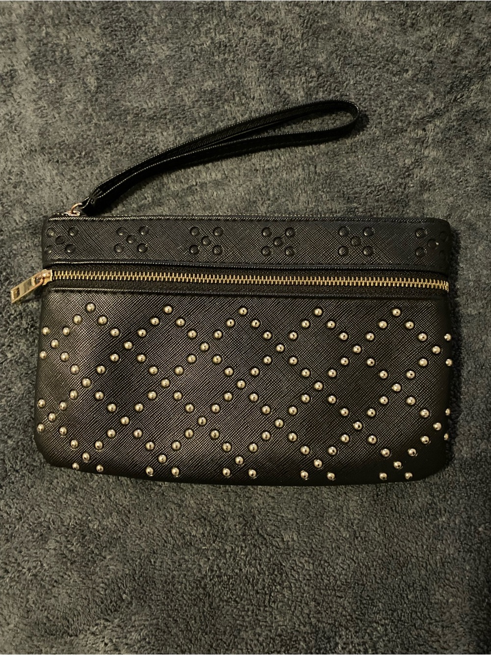 Apt. 9 Black Studded Wristlet Clutch with Gold Hardware